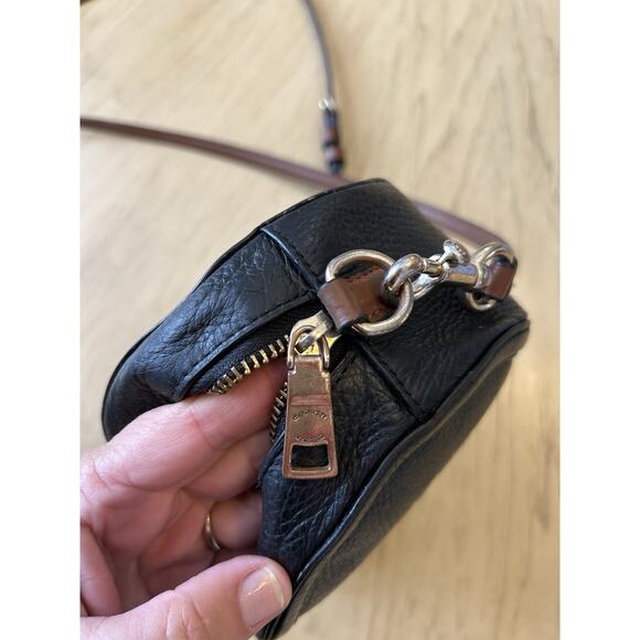 Coach Horse & Carriage Crossbody Bag Embossed Logo Black Leather Red Purse - Picture 9 of 16